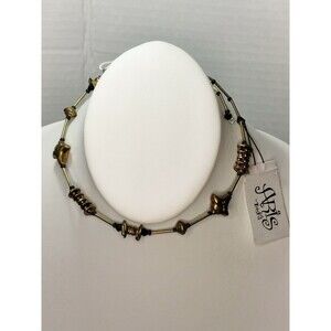 Aris By Treska Gold Black Beaded Choker Necklace